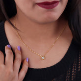 Women  Circular  White Diamond Pendant With Chain
